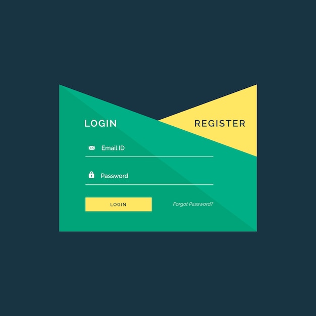 Creative green and yellow login form template