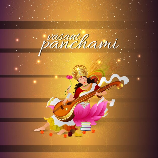 Creative greeting card for vasant panchami celebration