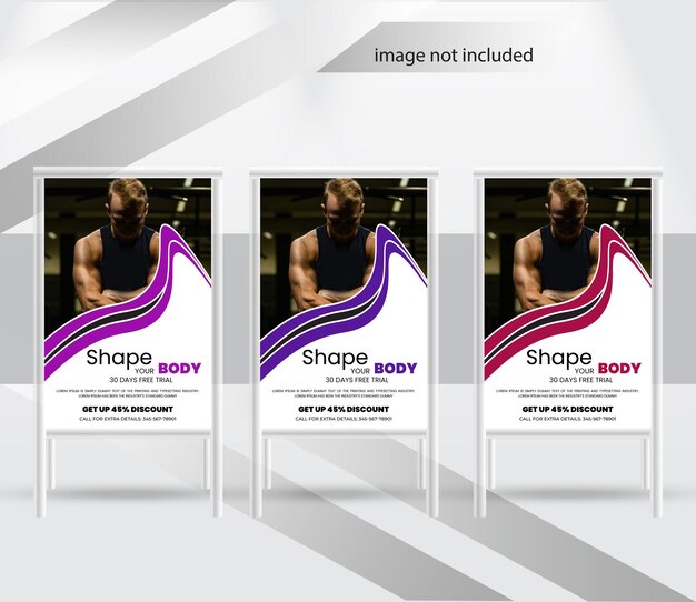 Creative gym fitness a frame signs design template