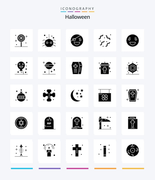 Вектор Креативный хэллоуин 25 glyph solid black icon pack такие как хэллоуин червяк ужас жуткий хэллоуин