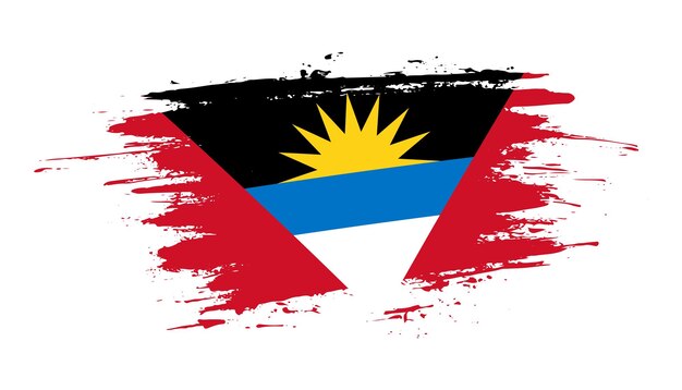 Creative hand drawn brush stroke flag of Antigua and Barbuda country vector illustration