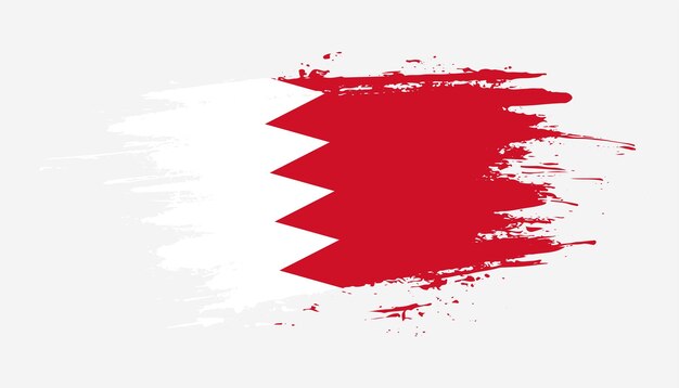 Creative hand drawn brush stroke flag of Bahrain country vector illustration