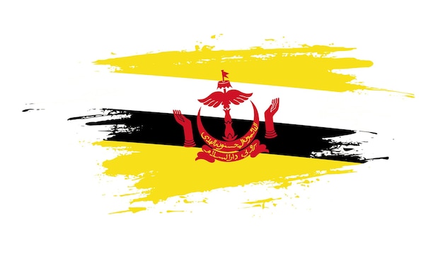 Creative hand drawn brush stroke flag of Brunei country vector illustration