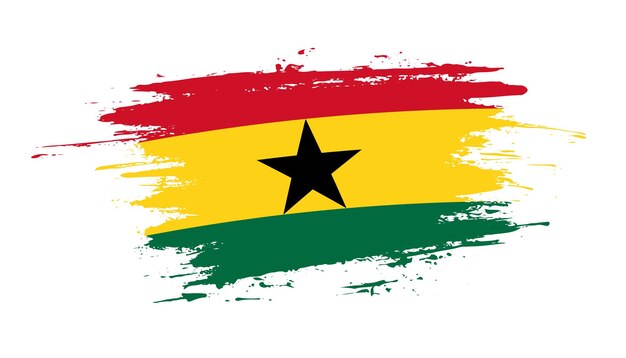 Creative hand drawn brush stroke flag of Ghana country vector illustration