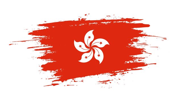 Creative hand drawn brush stroke flag of Hong Kong country vector illustration