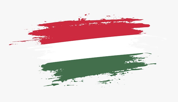 Creative hand drawn brush stroke flag of Hungary country vector illustration