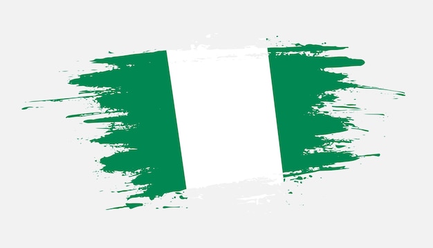 Creative hand drawn brush stroke flag of Nigeria country vector illustration