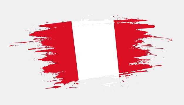 Creative hand drawn brush stroke flag of Peru country vector illustration