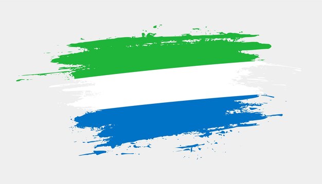 Bandiera di pennellata disegnata a mano creativa dell'illustrazione vettoriale del paese della sierra leone