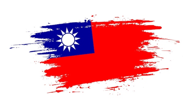Креативный ручной рисунок флага мазка кистью векторной иллюстрации тайваньской страны