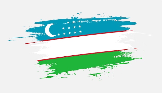 Creative hand drawn brush stroke flag of Uzbekistan country vector illustration