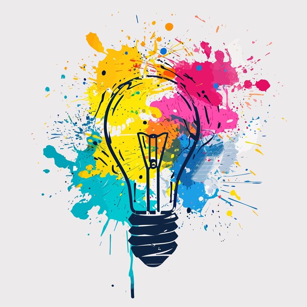 Vettore creative_hand_drawed_colorful_splatter_paint_lamp