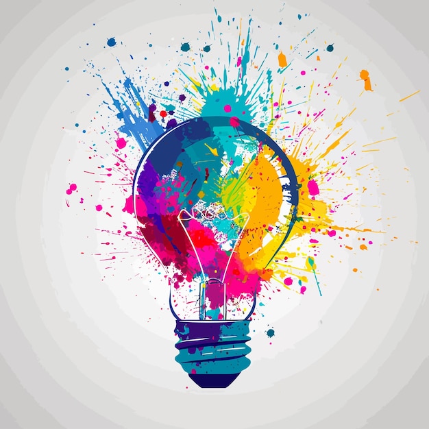 Vector creative_hand_drawn_colorful_splatter_paint_lamp