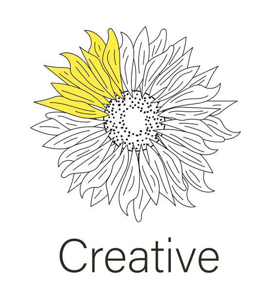 Creative hand drawn sunflower logo