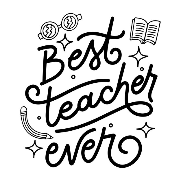 Creative Hand Lettering Text for Happy Teachers Day Celebration on Decorative Doodle Floral BG