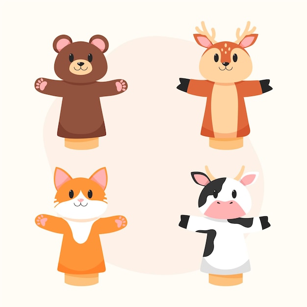 Vector creative hand puppets collection