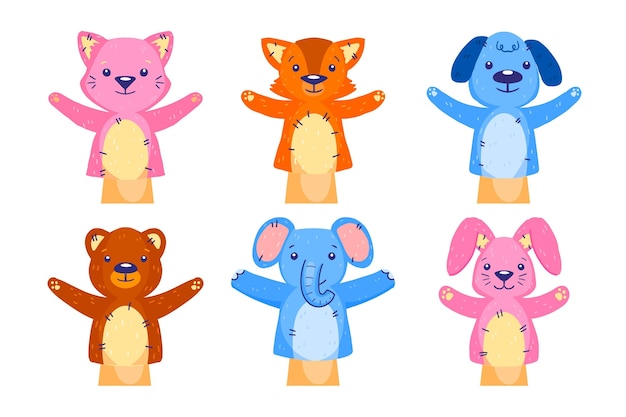 Vector creative hand puppets collection