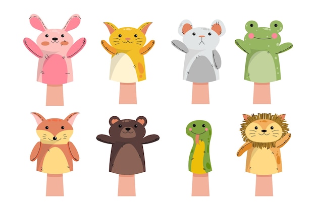 Vector creative hand puppets collection