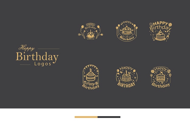 Vector creative happy birthday logo bundle identity classic style