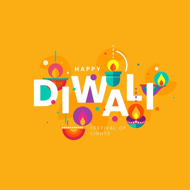 Creative happy Diwali festival background design with colorful lamps illustration