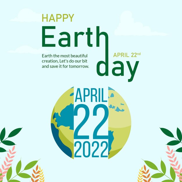 Creative Happy earth day banner design template