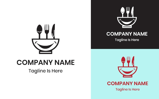 creative happy face restaurant concept logo design