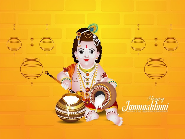 Creative happy janmashtami celebration card