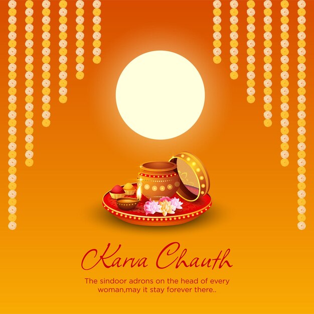 Creative happy karva chauth festival celebration banner design template