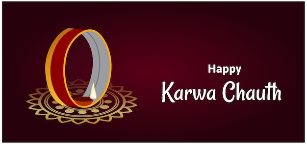 創造的な幸せな karwa chauth インドのお祭りのお祝いのベクトル図