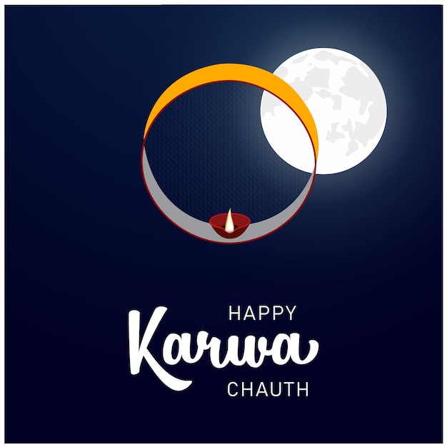 크리 에이 티브 행복 Karwa Chauth 인도 축제 축 하 벡터 일러스트 레이 션