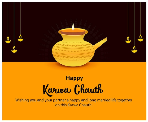 Vector creative happy karwa chauth indian festival celebration vector illustration