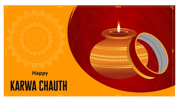 Creative happy karwa chauth indian festival celebration vector illustration