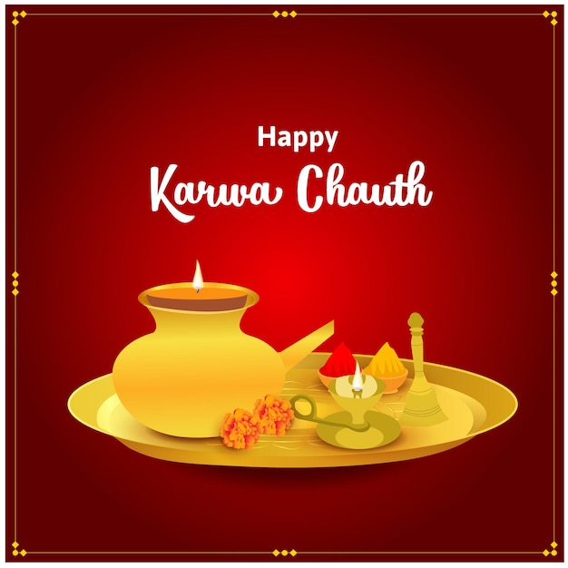 Creative happy karwa chauth indian festival celebration vector illustration