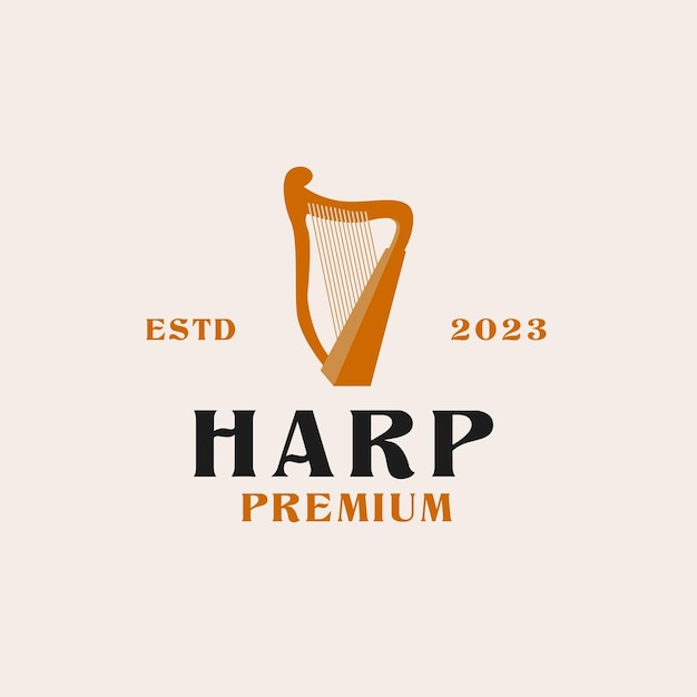 Creative harp logo design concept illustration idea