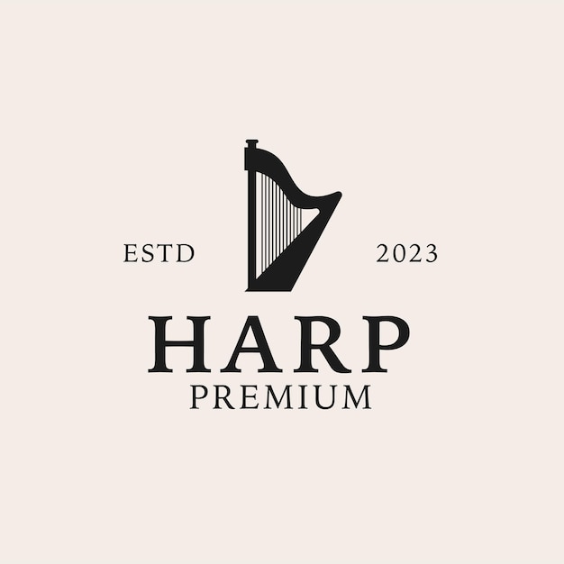 Vector creative harp logo design concept illustration idea