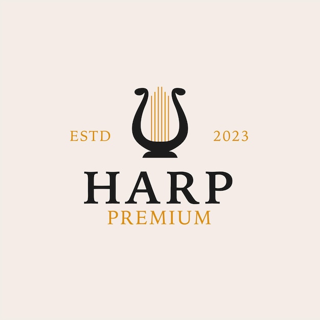 Creative harp logo design concept illustration idea