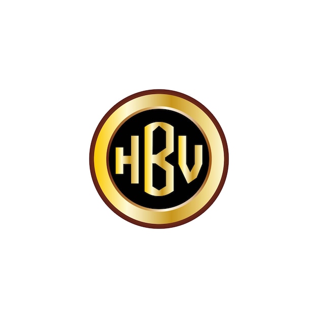 creative HBV letter logo design with golden circle