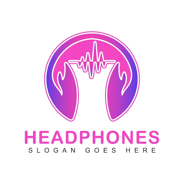 Vector creative headphone and beat sound wave logo design template modern design