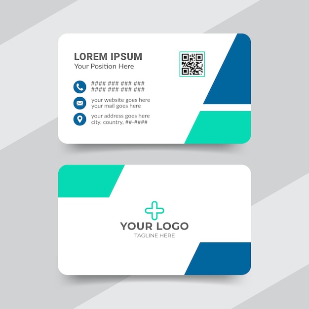 Creative healthcare medical doctor business card template design in front and back view