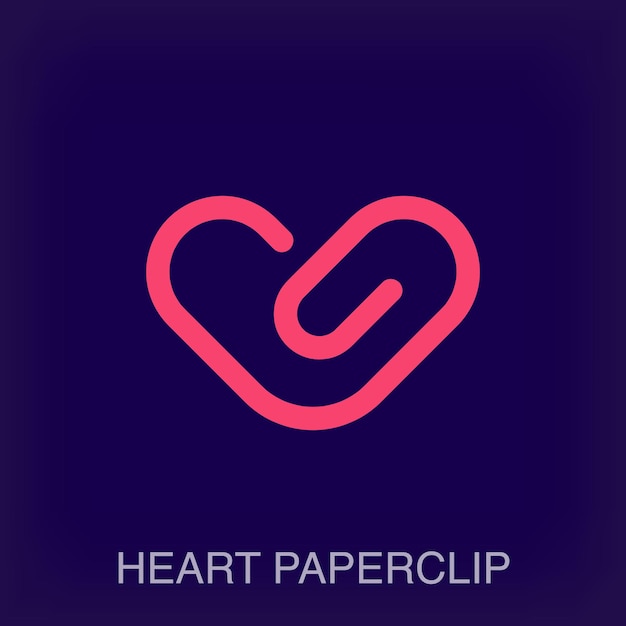 Вектор Творческий логотип с сердцем и зажимом романтический и сплайсинг шаблон логотипа вектор