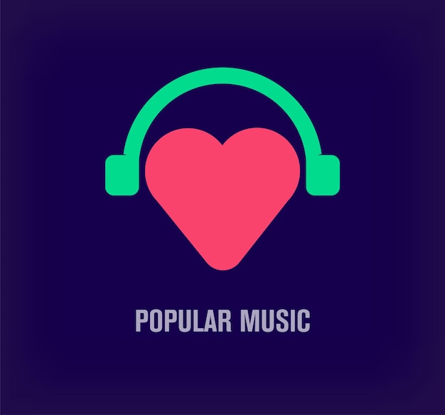 Creative heart and headphones logo Unique color transitions Unique album favorite music