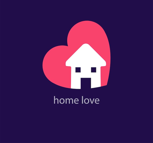 Vector creative heart inside house logo design unique i love my home logo template vector