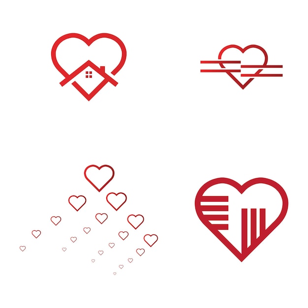 Креативный логотип сердца и векторный шаблон дизайна символов