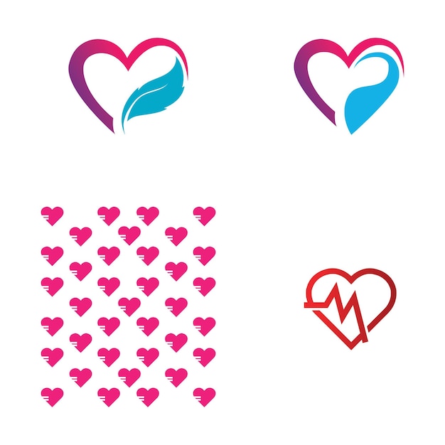 Креативный логотип сердца и векторный шаблон дизайна символов