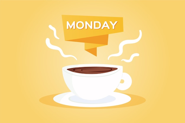 Вектор Творческий привет понедельник фон с чашкой кофе