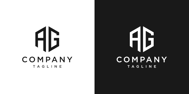 Creative Hexagon Letter AG Monogram Logo Design Icon Template White and Black Background