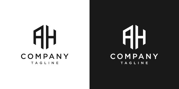 Creative Hexagon Letter AH Monogram Logo Design Icon Template White and Black Background