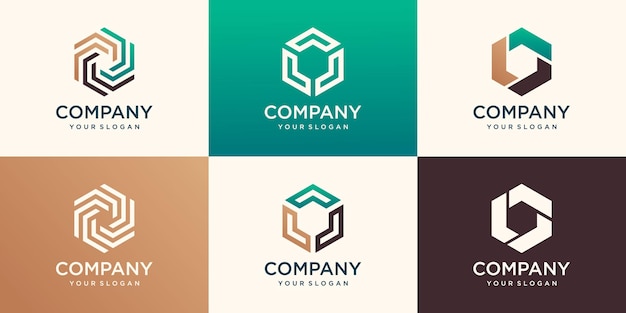 Creative hexagonal design element, hexagon logo template