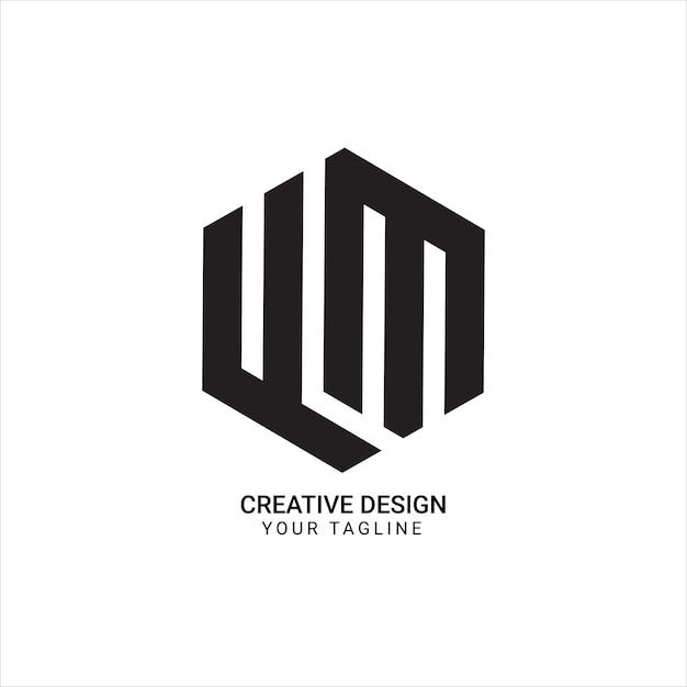 Creative hexagonal shape YM letter monogram initial simple line art flat elegant logo design