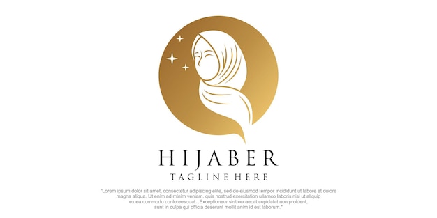 Creative hijab women logo design template